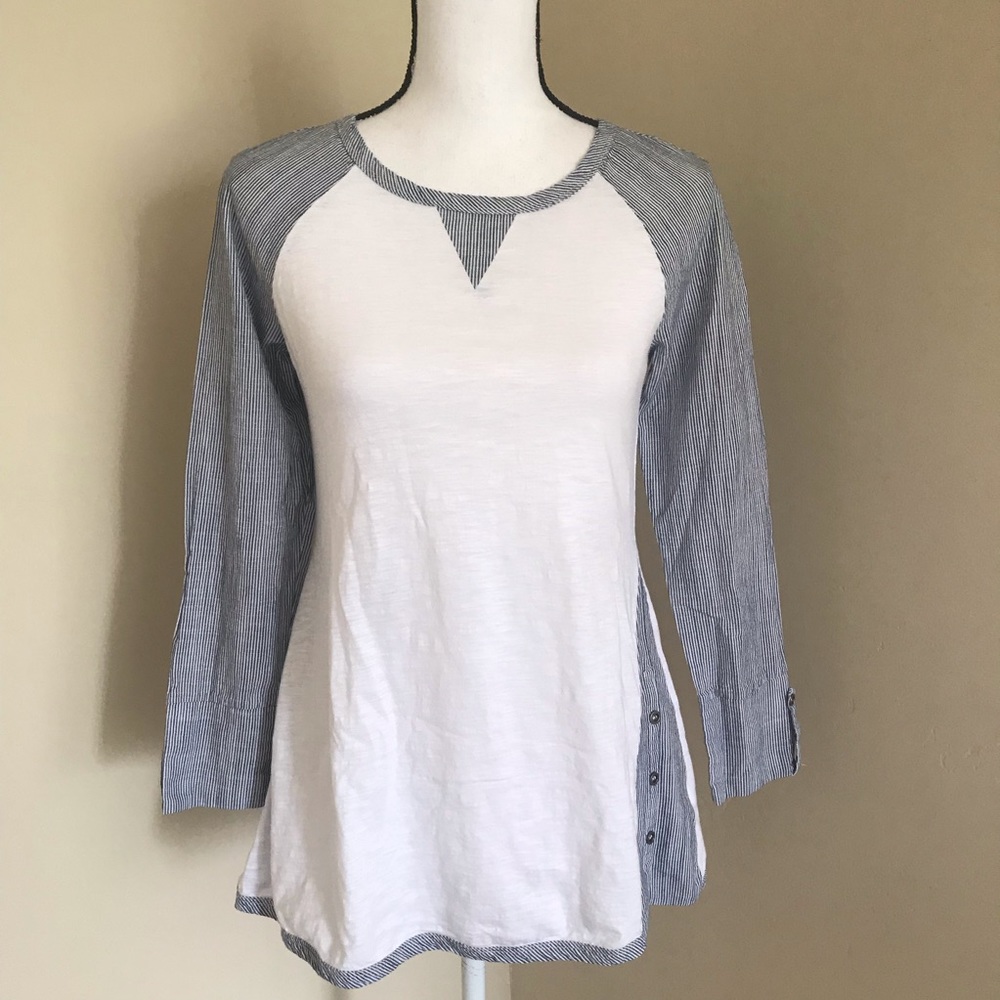 LAZY SUNDAYS Paper Crane Top White Navy Stripes S